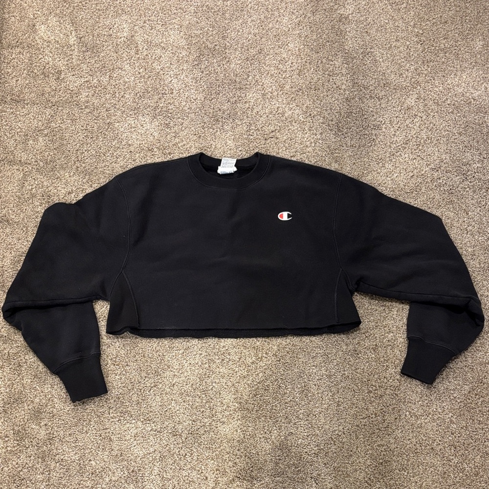 Champion Women's Black Cropped Hoodie